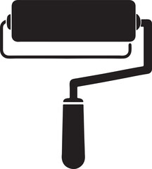 paint roller silhouette, black and white silhouette, vector and illustration
