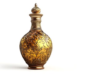 3D Glittering Golden Potion in an Ornate Flask