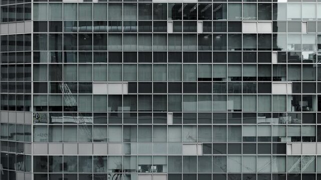 Tokyo Scene : Regular Grid Pattern Formed by Glass Windows on the Wall of a High-Rise Building  |  Tokyo, Japan