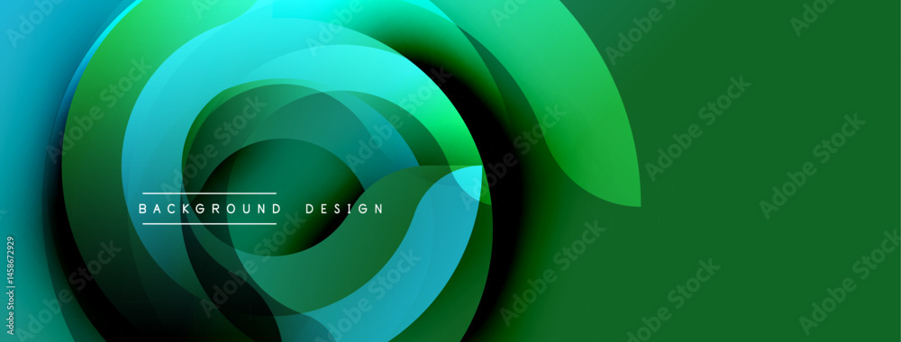Aufkleber abstract swirling layers, vibrant green, blue hues. modern design, smooth gradients, dynamic composi