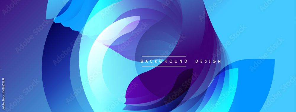 Aufkleber Abstract fluid shapes, vibrant blue purple tones. Circular layers create dynamic visual effect. Modern design element for backgrounds.
