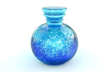3D Radiant Blue Potion in a Bottle with Celestial Glow