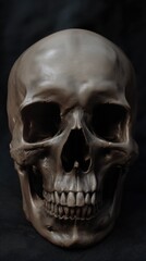 Obraz premium Detailed representation of a human skull against a dark background showcasing intricate bone structure