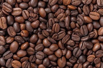 Close up view of many coffee beans