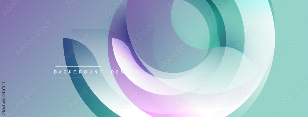 Fototapete Abstract flowing shapes, layered colors create dynamic visual effect. Soft gradients, modern design elements present.