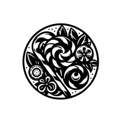 Swirls of Sweets: Decorative Black & White Lollipop Illustration