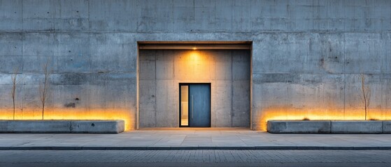 Concrete facade with entrance