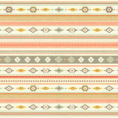 Pastel Southwestern ethnic stripes with woven cotton texture vibe, seamless pattern.