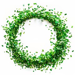 Mixed Green Confetti Circle Frame with Square Pieces