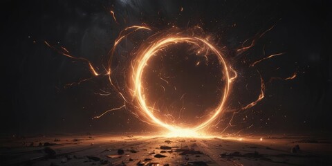 Ethereal fiery sparks dance in a dark, moody void, glowing intensely ,  illustration,  floating
