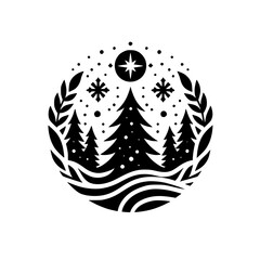 Winter Wonderland Black and White Christmas Emblem