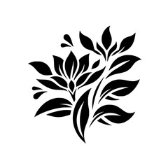 Elegant Black Floral Silhouette on White Background