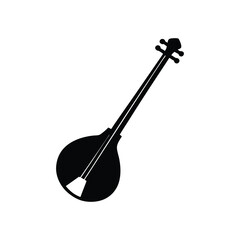 shamisen silhouette art illustration on white background