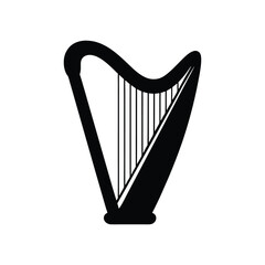 harp silhouette art illustration on white background