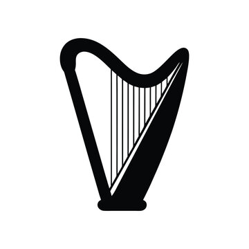 harp silhouette art illustration on white background
