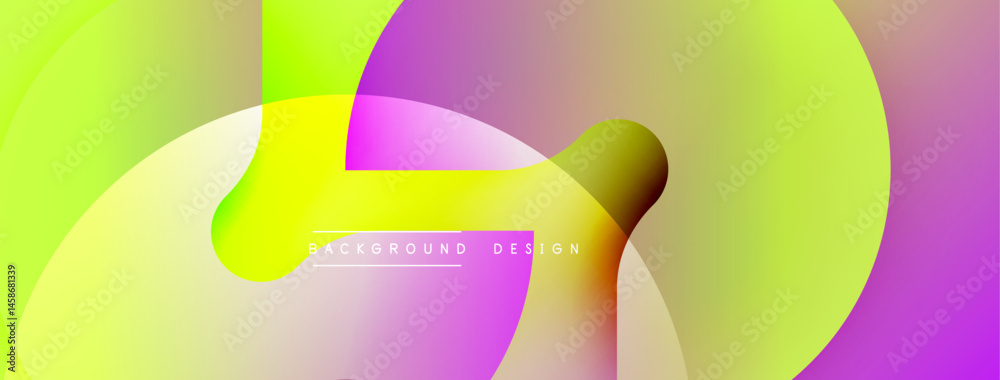 Poster Abstract vibrant background. Overlapping colorful shapes create dynamic visual effect. Gradient hues blend seamlessly, offering modern aesthetic.