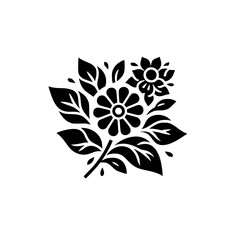 Black and White Floral Design - Minimalist Aesthetic, Vector Art