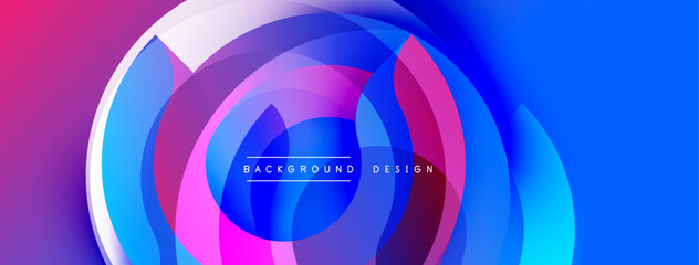 Abstract flowing shapes, vibrant colors blend. Concentric circles create dynamic visual effect. Modern design, perfect backdrop.