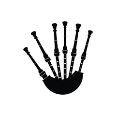 bagpipes silhouette art illustration on white backgound