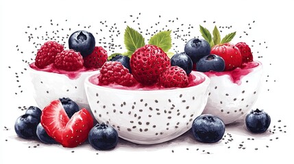 Mixed berries, chia seeds, coconut yogurt.