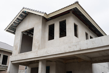 Housing Estate Construction. Housing estate projects under construction. Construction of housing. Housing over supply concept