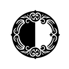 Ornamental Black & White Circle Design: Symmetrical Elegance