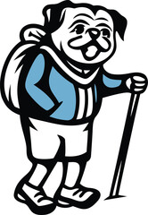 Vintage quality Hiking Dog silhouette vector art, Cute Hiking Dog isolated line art vector illustration, Hiking Dog vector graphics resource design