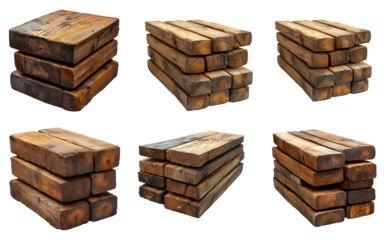  Collection set of  wood boards isolated on transparent white background, clipping path ,png