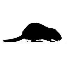 Solid black silhouette of a beaver building, Vector Graphic