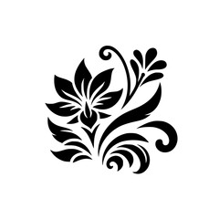 Elegant Black Floral Design on White Background
