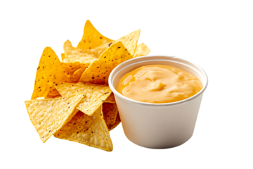Tortilla Chips with Cheese Sauce on Transparent Background