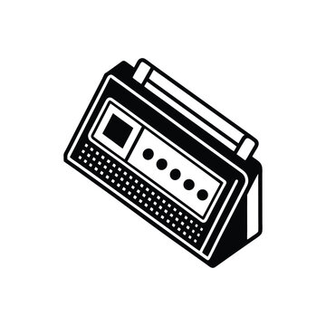 black radio isometric view clip art preview