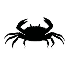 Solid black silhouette of a crab scuttling, Vector Graphic