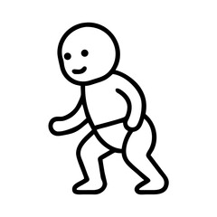 Obraz premium Simple line icon showing a small baby taking first steps, symbolizing early childhood and physical development. 