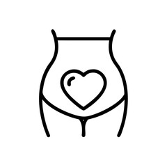 Pregnancy belly icon with heart symbol inside
