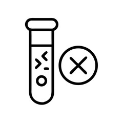 Obraz premium Simple black and white outline icon of a test tube with a cross mark, symbolizing negative fertility or pregnancy result. 