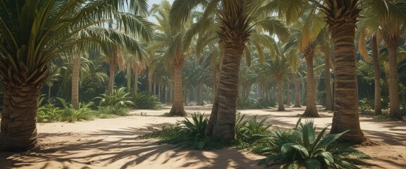 Deep emerald palms, rich shadows, intricate vein detail, jungle, green