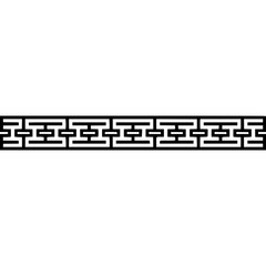 Minimalist Geometric Border Pattern, Black & White, Asian Design