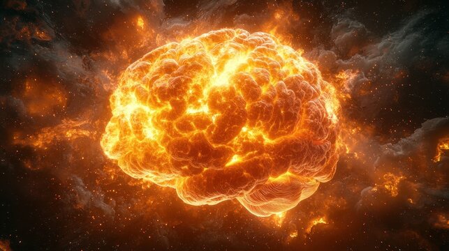 Exploding brain, fiery chaos