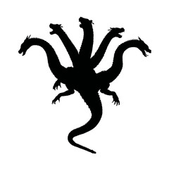 Fototapeta premium Solid black silhouette of a hydra multi-headed, Vector Graphic