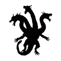 Obraz premium Solid black silhouette of a hydra multi-headed, Vector Graphic