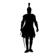 Solid black silhouette of a knight armored, Vector Graphic