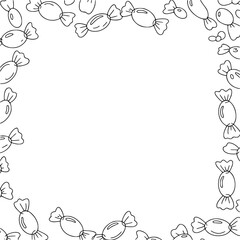 Candy Frame Illustration: Hand-Drawn Sweets Border on White Background