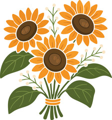 Sunflower isolated on white background minimalism vector illustration