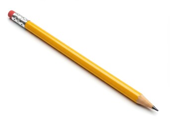 Yellow Pencil Isolated on White Background Classic School Supply Design Element Art Tool Sharp Image