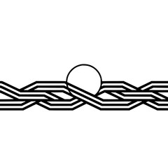 Abstract Black Lines & Circle Composition on White Background