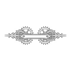 Steampunk Gear Border, Vector Line Art Design