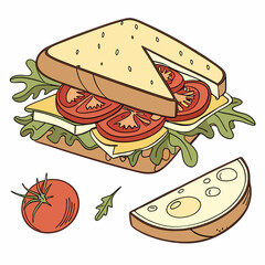sandwich, white background