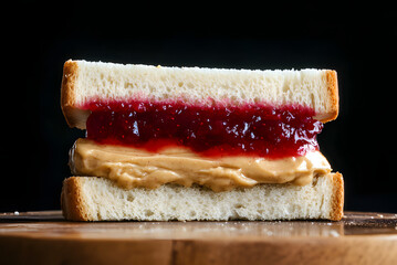 Classic PB&J Snack: Creamy Peanut Butter and Sweet Strawberry Jam for a Perfect Lunch