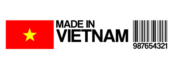 Sticker Vietnam flag with barcode isolated on white background